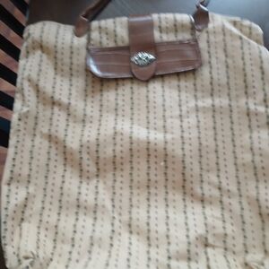 Beige and Brown Tote Bag
